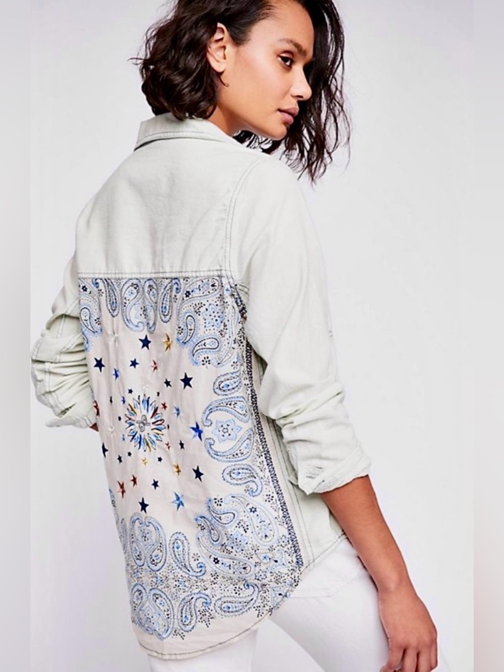 Free People "Bandana Bandit" Button Down Shirt M - Picture 1 of 10